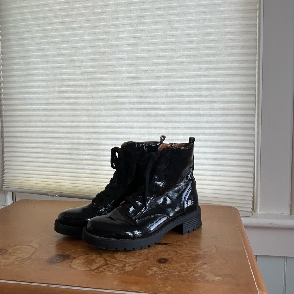 Black Patent Leather Ankle Boots
